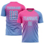 Maillot de football personnalisé à sublimation bleu rose et blanc Maillot de football personnalisé à sublimation bleu rose et blanc