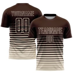 Maillot de football personnalisé à rayures fines, couleur crème, marron, par sublimation