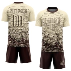 Maillot de football personnalisé marron à sublimation crème Maillot de football personnalisé marron à sublimation crème