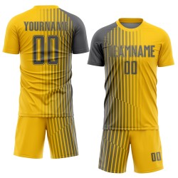 Maillot de football personnalisé avec lignes en acier jaune et gris, sublimation Maillot de football personnalisé avec lignes en acier jaune et gris, sublimation