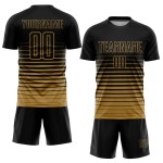 Maillot de football à rayures fines, sublimation, dégradé doré, personnalisé, mode, noir, ancien Maillot de football à rayures fines, sublimation, dégradé doré, personnalisé, mode, noir, ancien