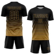 Maillot de football à rayures fines, sublimation, dégradé doré, personnalisé, mode, noir, ancien