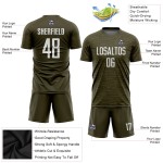 Maillot de football personnalisé avec sublimation Salute Service Olive Blanc Maillot de football personnalisé avec sublimation Salute Service Olive Blanc