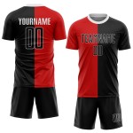 Maillot de football rouge personnalisé à la mode, sublimation, noir et blanc Maillot de football rouge personnalisé à la mode, sublimation, noir et blanc
