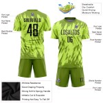 Maillot de football personnalisé par sublimation vert noir et olive, uniforme néon Maillot de football personnalisé par sublimation vert noir et olive, uniforme néon