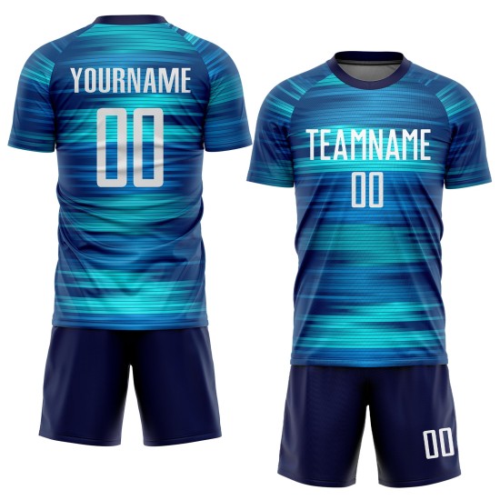 Maillot de football bleu, blanc et noir, léger, personnalisé, sublimation Maillot de football bleu, blanc et noir, léger, personnalisé, sublimation