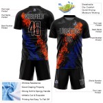Maillot Orange-Royal Uniforme Splatter Art Soccer Dripping Personnalisé Sublimation Noir