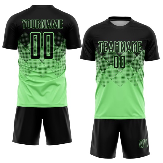 Maillot de football vert sublimé, uniforme noir personnalisé à pois Maillot de football vert sublimé, uniforme noir personnalisé à pois