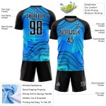 Maillot de football personnalisé à sublimation avec vagues noires et blanches
