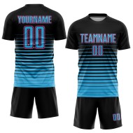 Maillot de football à rayures fines, noir, bleu et rose, à la mode, sublimation, personnalisé, ciel