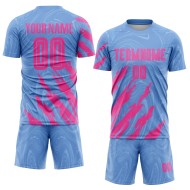 Maillot de football bleu rose personnalisé par sublimation