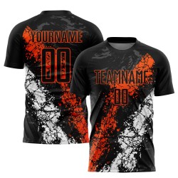 Maillot de football orange et blanc, uniforme personnalisé par sublimation, noir
