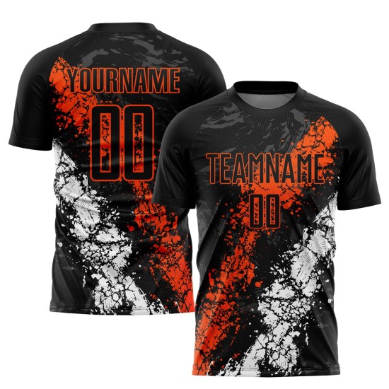 Maillot de football orange et blanc, uniforme personnalisé par sublimation, noir Maillot de football orange et blanc, uniforme personnalisé par sublimation, noir
