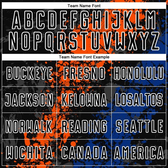 Maillot Orange-Royal Uniforme Splatter Art Soccer Dripping Personnalisé Sublimation Noir