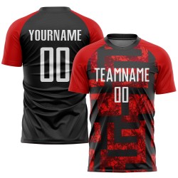 Maillot de football sublimé blanc-noir, uniforme rouge personnalisé