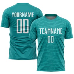 Maillot de football Teal Sublimation Uniforme Blanc Personnalisé