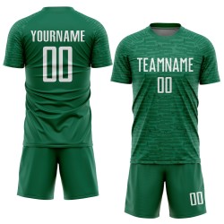 Maillot de football personnalisé Kelly Uniforme Vert Sublimation Blanc
