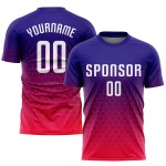 Maillot de football personnalisé rose, violet et blanc, sublimation Maillot de football personnalisé rose, violet et blanc, sublimation