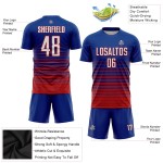 Maillot de football personnalisé à rayures fines, sublimation, blanc et rouge Maillot de football personnalisé à rayures fines, sublimation, blanc et rouge