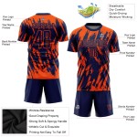 Maillot de football personnalisé orange, uniforme de sublimation bleu marine Maillot de football personnalisé orange, uniforme de sublimation bleu marine