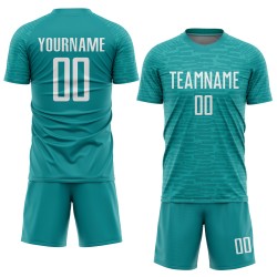 Maillot de football Teal Sublimation Uniforme Blanc Personnalisé Maillot de football Teal Sublimation Uniforme Blanc Personnalisé