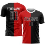 Maillot de football rouge personnalisé à la mode, sublimation, noir et blanc Maillot de football rouge personnalisé à la mode, sublimation, noir et blanc