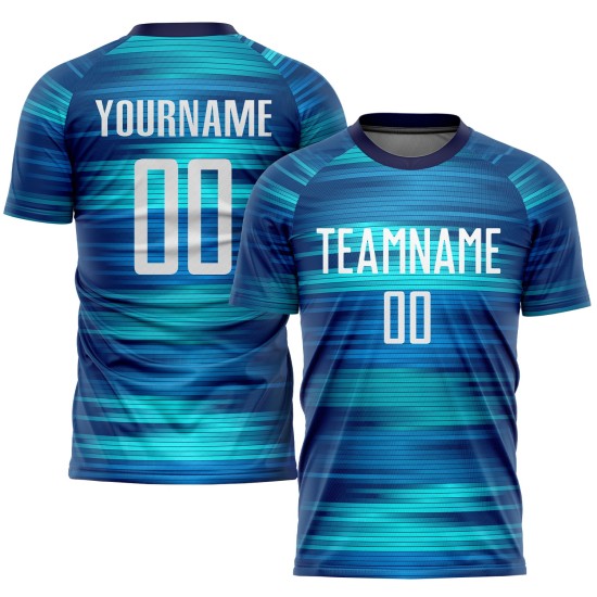 Maillot de football bleu, blanc et noir, léger, personnalisé, sublimation Maillot de football bleu, blanc et noir, léger, personnalisé, sublimation