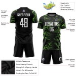 Maillot de football personnalisé vert noir sublimé blanc-fluo