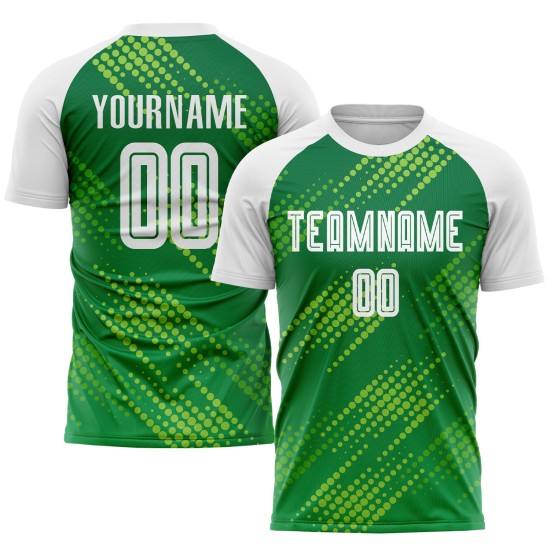 Maillot de football blanc fluo Kelly, uniforme de football personnalisé, vert sublimé Maillot de football blanc fluo Kelly, uniforme de football personnalisé, vert sublimé