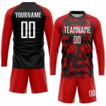 Maillot de football sublimé blanc-noir, uniforme rouge personnalisé Maillot de football sublimé blanc-noir, uniforme rouge personnalisé