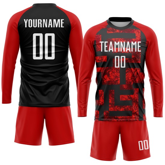 Maillot de football sublimé blanc-noir, uniforme rouge personnalisé Maillot de football sublimé blanc-noir, uniforme rouge personnalisé