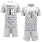 Maillot de football personnalisé Lightning gris-noir, maillot blanc, sublimation Maillot de football personnalisé Lightning gris-noir, maillot blanc, sublimation