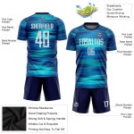 Maillot de football bleu, blanc et noir, léger, personnalisé, sublimation Maillot de football bleu, blanc et noir, léger, personnalisé, sublimation