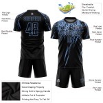 Maillot de football personnalisé léger, uniforme noir et bleu, sublimation Maillot de football personnalisé léger, uniforme noir et bleu, sublimation