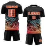 Maillot de football personnalisé à sublimation orange et blanc avec lignes noires Maillot de football personnalisé à sublimation orange et blanc avec lignes noires