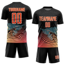 Maillot de football personnalisé à sublimation orange et blanc avec lignes noires