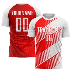 Maillot de football sublimé blanc et rouge personnalisé