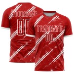 Maillot de football personnalisé blanc rouge par sublimation Maillot de football personnalisé blanc rouge par sublimation