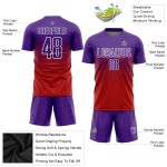 Maillot de football personnalisé violet et blanc à sublimation rouge Maillot de football personnalisé violet et blanc à sublimation rouge
