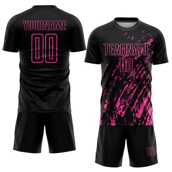 Maillot de football rose et noir personnalisé par sublimation Maillot de football rose et noir personnalisé par sublimation