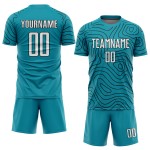 Maillot de football personnalisé par sublimation, uniforme blanc-noir, bleu sarcelle
