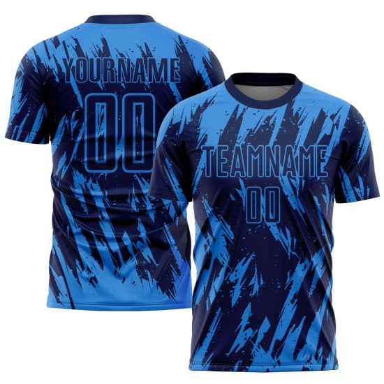 Maillot de football bleu poudre à sublimation, uniforme de football bleu marine personnalisé Maillot de football bleu poudre à sublimation, uniforme de football bleu marine personnalisé