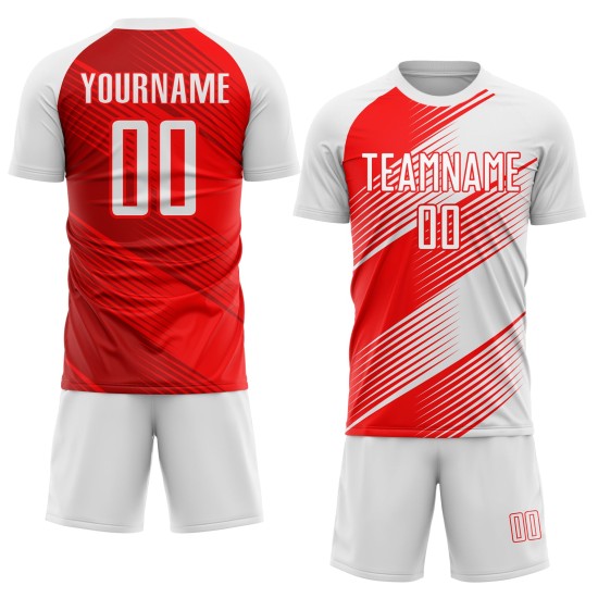Maillot de football sublimé blanc et rouge personnalisé