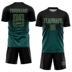 Maillot de football personnalisé vert-ancien, noir et or, sublimation