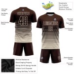 Maillot de football personnalisé à rayures fines, couleur crème, marron, par sublimation