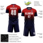 Maillot de football personnalisé à sublimation rouge, blanc et bleu marine Maillot de football personnalisé à sublimation rouge, blanc et bleu marine