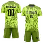 Maillot de football personnalisé par sublimation vert noir et olive, uniforme néon Maillot de football personnalisé par sublimation vert noir et olive, uniforme néon