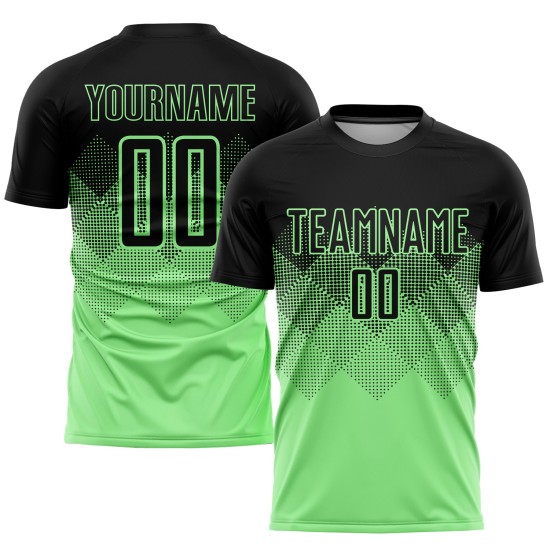 Maillot de football vert sublimé, uniforme noir personnalisé à pois Maillot de football vert sublimé, uniforme noir personnalisé à pois