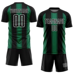 Maillot de football personnalisé à sublimation, uniforme, ligne noire, vert et blanc, Kelly