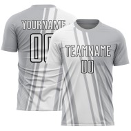 Maillot de football personnalisé à sublimation Lines gris, blanc et noir